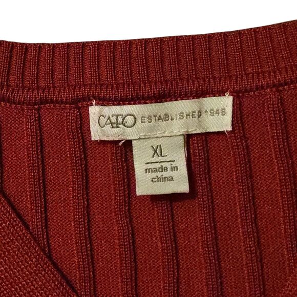 Cato XL Knit Red Sweater Mesh Velvet Floral Sleeve Whimsigoth Fairy Grunge - Picture 6 of 10